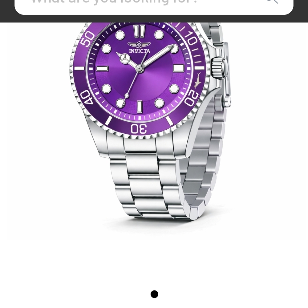 Invicta Silver Watch with Vibrant Purple Dial